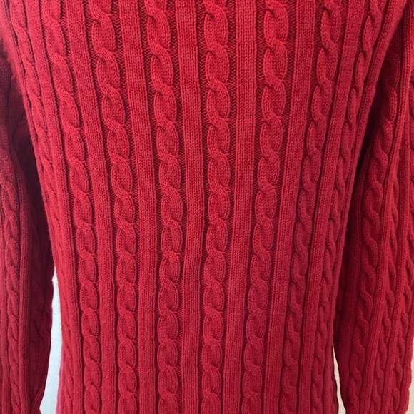 L L Bean red cable knit sweater, great condition, the perfect red. - Picture 5 of 5